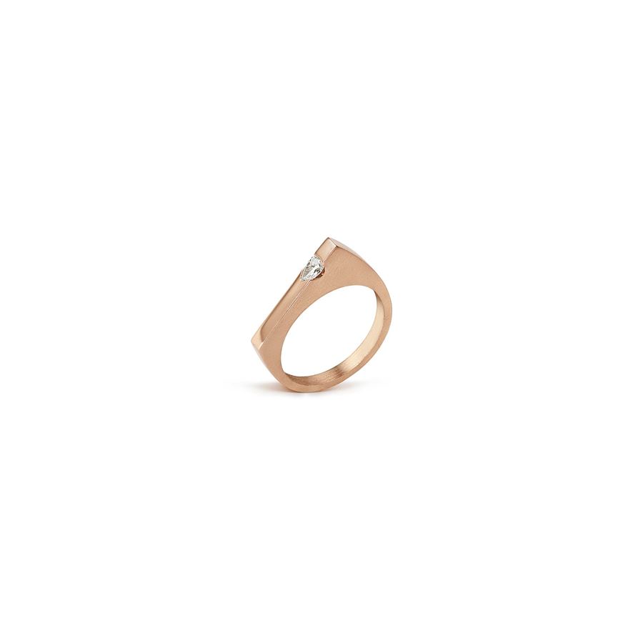 Modular 'Congiunzioni' point ring with drop CONGIUNZIONI | AN1 CONP AU GCAU9R CT 0,15